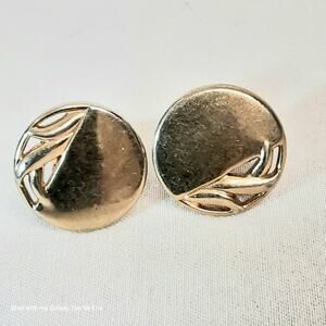 Swank Cuff Links Round Gold Tone Abstract Design